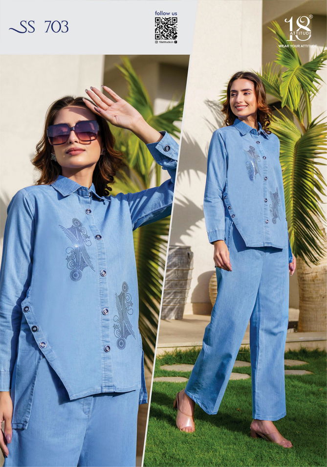 18 Attitude Sho Shaa Vol 7 Denim Cotton Western Party Wear Ladies Top With Bottom Wholesale Shop In Surat